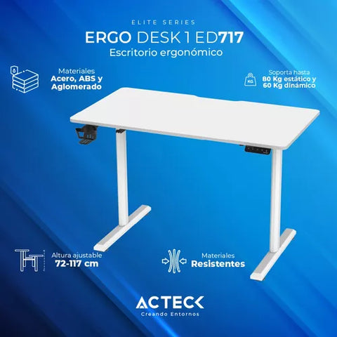 Escritorio Ergonomico Altura Ajustable AC-937306 Acteck Blanco