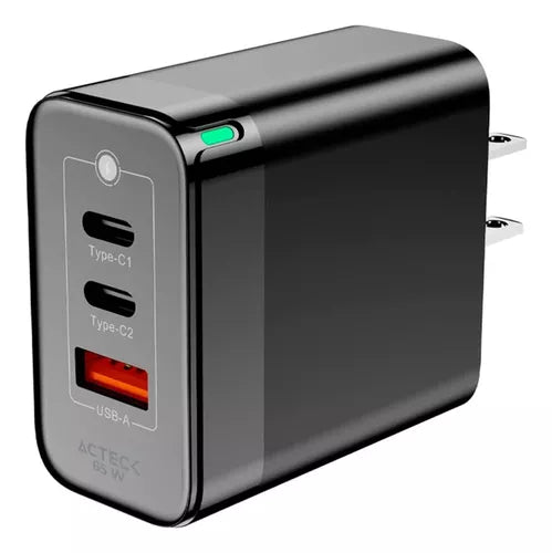 Cargador Acteck Pro Cp665, Carga Ultra Rapida 65W, 2 X Usb-C, Negro AC-935579