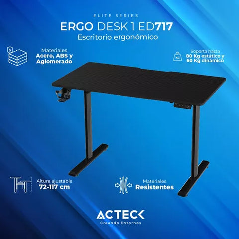 Escritorio Ergonomico Altura Ajustable Ac-937290 Acteck Negro