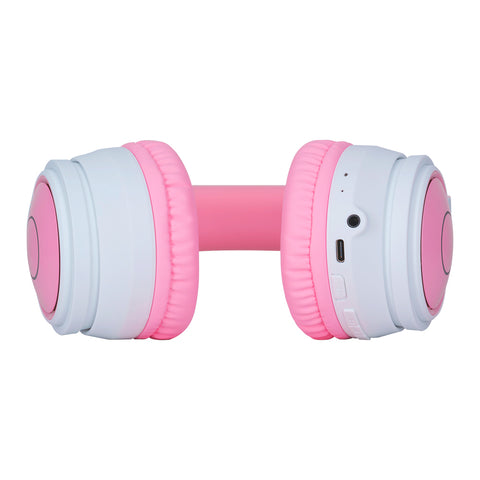 Diadema Vorago Bluetooth 3.5mm Kitten Rgb 6hrs Rosa Con Blanco Hpb-300k