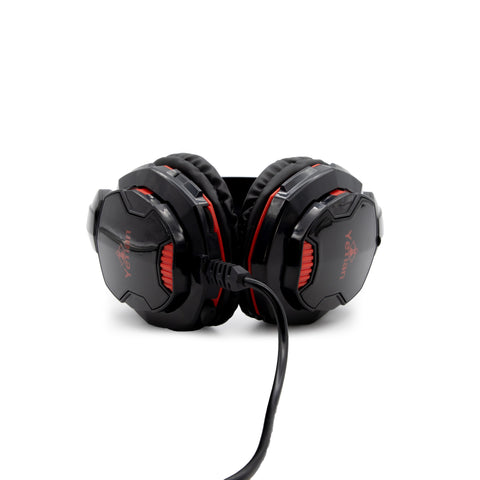 Diadema Yeyian Yh2000 Tempest Led, 3.5mm, Pc, Cons, Usb, Con Microfono Negro Con Rojo