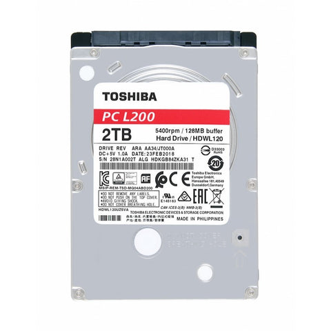 Disco Duro Interno Toshiba 2Tb L200 2.5" 5400Rpm 64Mb (Hdwl120Uzsva)