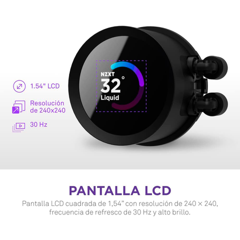 Enfriamiento Liq Nzxt Kraken 280 Display, Radiador Sin Rgb, Bk Rl-Kn280-B1