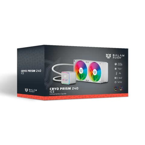 Enfriamiento Líquido Balam Rush Cryo Prism 240mm ARGB Alto Rendimiento Blanco