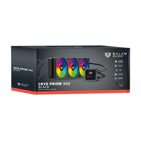 Enfriamiento Líquido Balam Rush Cryo Prism 360mm ARGB Alto Rendimiento Negro