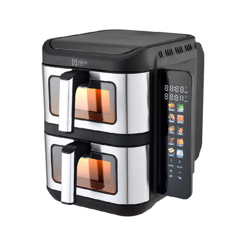 Freidora de Aire Doble Mirati 11L con 2 Canastas Independientes y Ventana - Cocina Dos Platillos a la Vez Sin Grasa - Revolucionaria