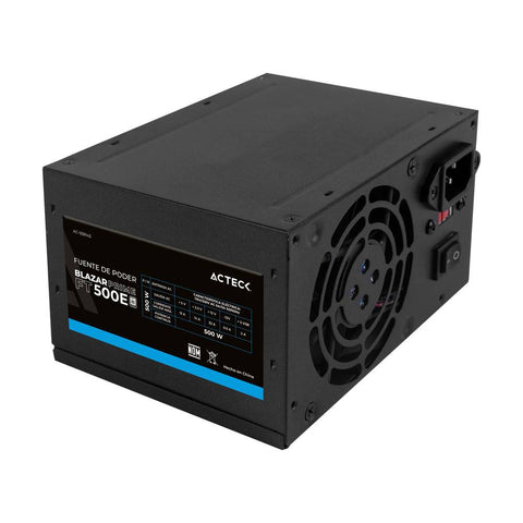 Fuente De Poder Acteck Blazar Ft500P Atx500W 2Xmolex 4 Pin + 1X Negro
