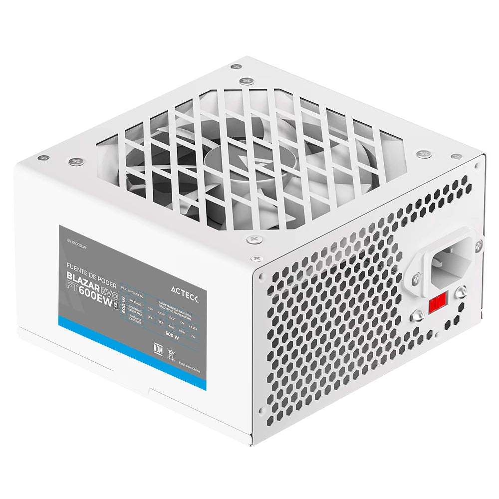 Fuente De Poder Acteck Ft600Ew Blazar Evo 600W 1Xatx 20+4 Blanco