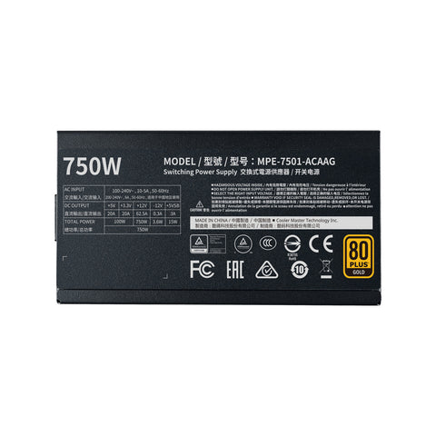 Fuente De Poder Cooler Master Mwe Gold V2 Fm 750W MPE-7501-AFAAG-3U2