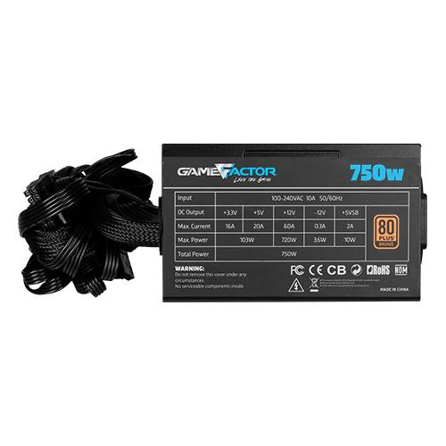 Fuente De Poder Game Factor 750Watts 80 Plus Bronze PSG750