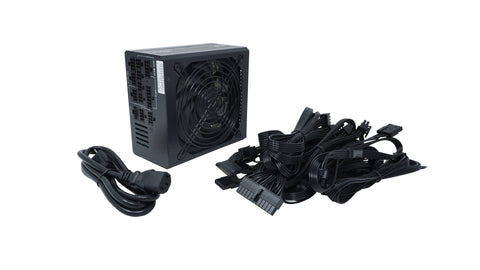 Fuente de poder GAMER NACEB na-0627 1000w 80 plus Gold Modular, Conectores: 1x 20+4pin - 2x 8pin (p4+p4) - 3x PCIe 6+2p - 3x Molex - SATA (3+1) – 1 PCIe 5.