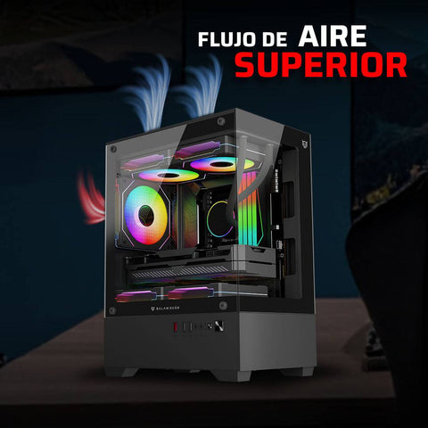 Gabinete Mini Torre Nitrox Glow Crystal 4700C - Panel Lateral de Cristal Templado - Diseño Compacto y Luminoso - Nuevo