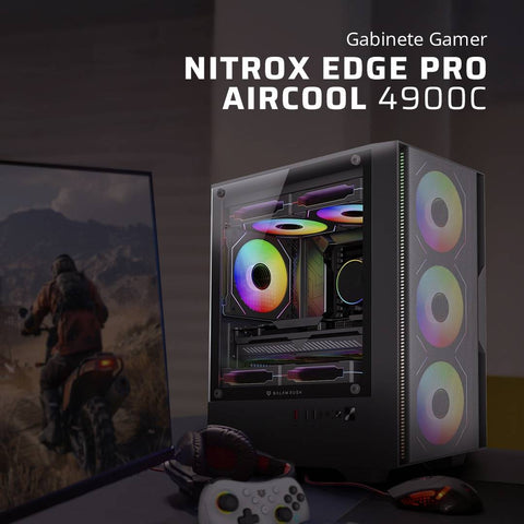 Gabinete Gamer Mini Torre Nitrox Edge Pro Aircool 4900C - Ventilación Optimizada - Tamaño Compacto para Setup Gamer