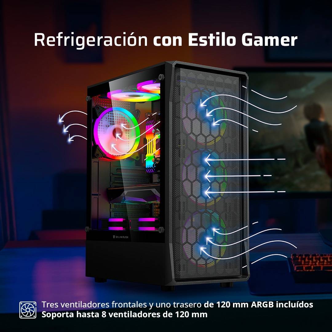 Gabinete Gamer Media Torre Balam Rush Dragonfly Hex GM560 - Compatibilidad ATX y Paneles Cristal - Espacio Ideal para Componentes