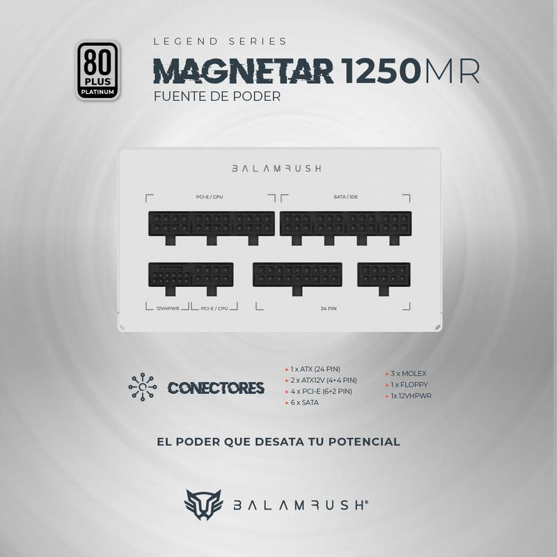 Fuente de Poder 1250W 80 Plus Platino BALAM RUSH  MAGNETAR 1250MR LEGEND SERIES -