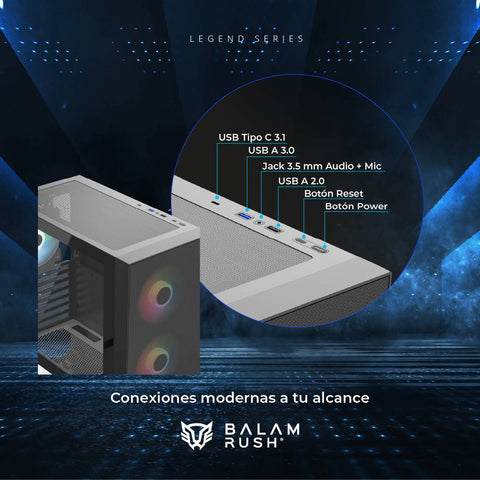 Gabinetes Gaming Balam Rush Nitrox Aircool  5500ABW Legend Series