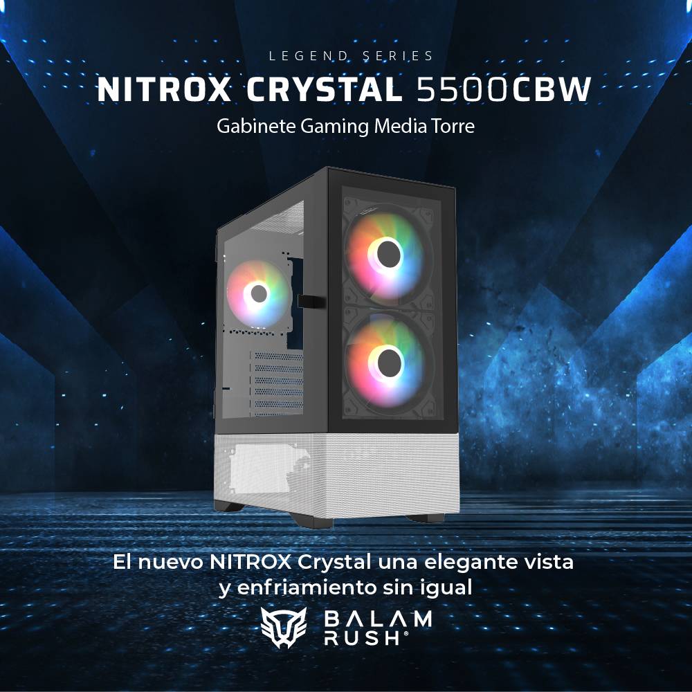 Gabinetes Gaming Balam Rush Nitrox Crystal  5500CBW Legend Series