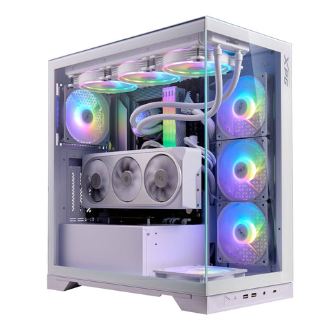Gabinete Gamer XPG Invader X Blanco - Vidrio Templado Frontal/Lateral con Ventiladores - Vista Panorámica Espectacular - Nuevo