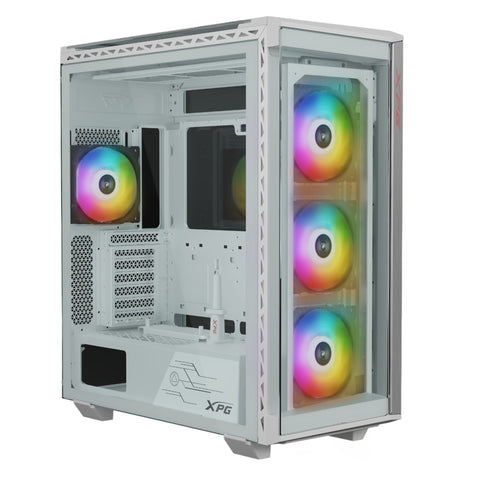 Gabinete Gamer XPG Battlecruiser II Blanco - Media Torre con 4 Vidrios Templados y 4 Fanes - Espacio Amplio y Flujo Premium - Nuevo
