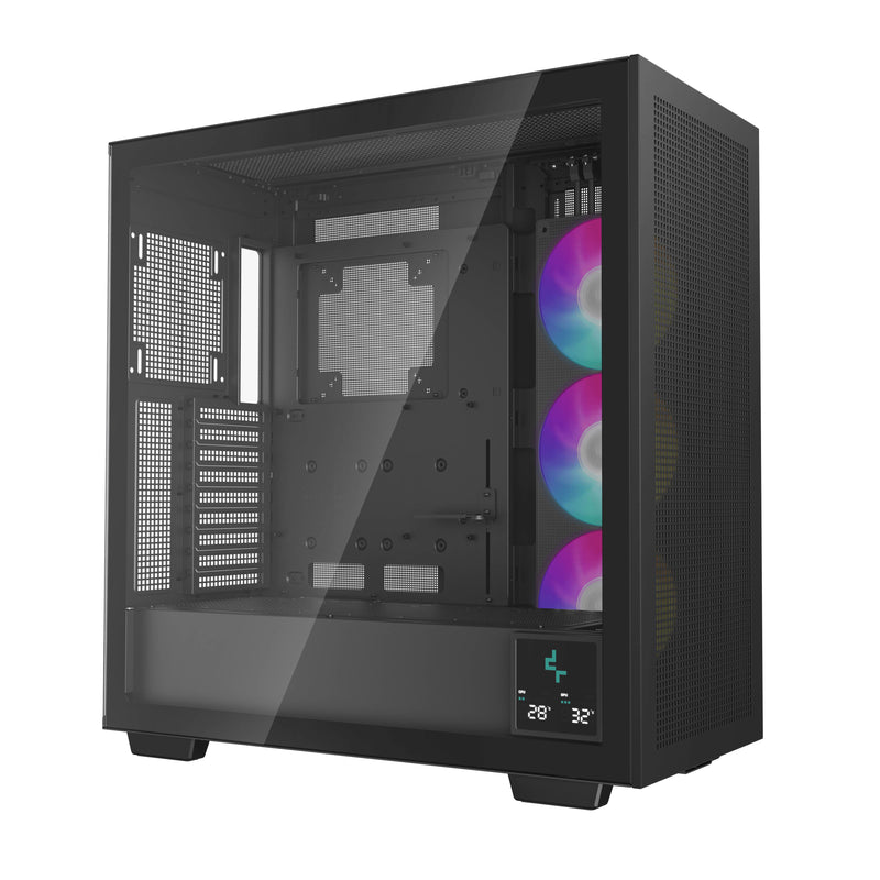 Gabinete Deepcool R-MORPHEUS, Compatibilidad: ATX; E-ATX, GPU de hasta 480mm. Incluye 3 ventiladores ARGB 140 mm. Capacidad 9 ventiladores de 120mm o 140mm