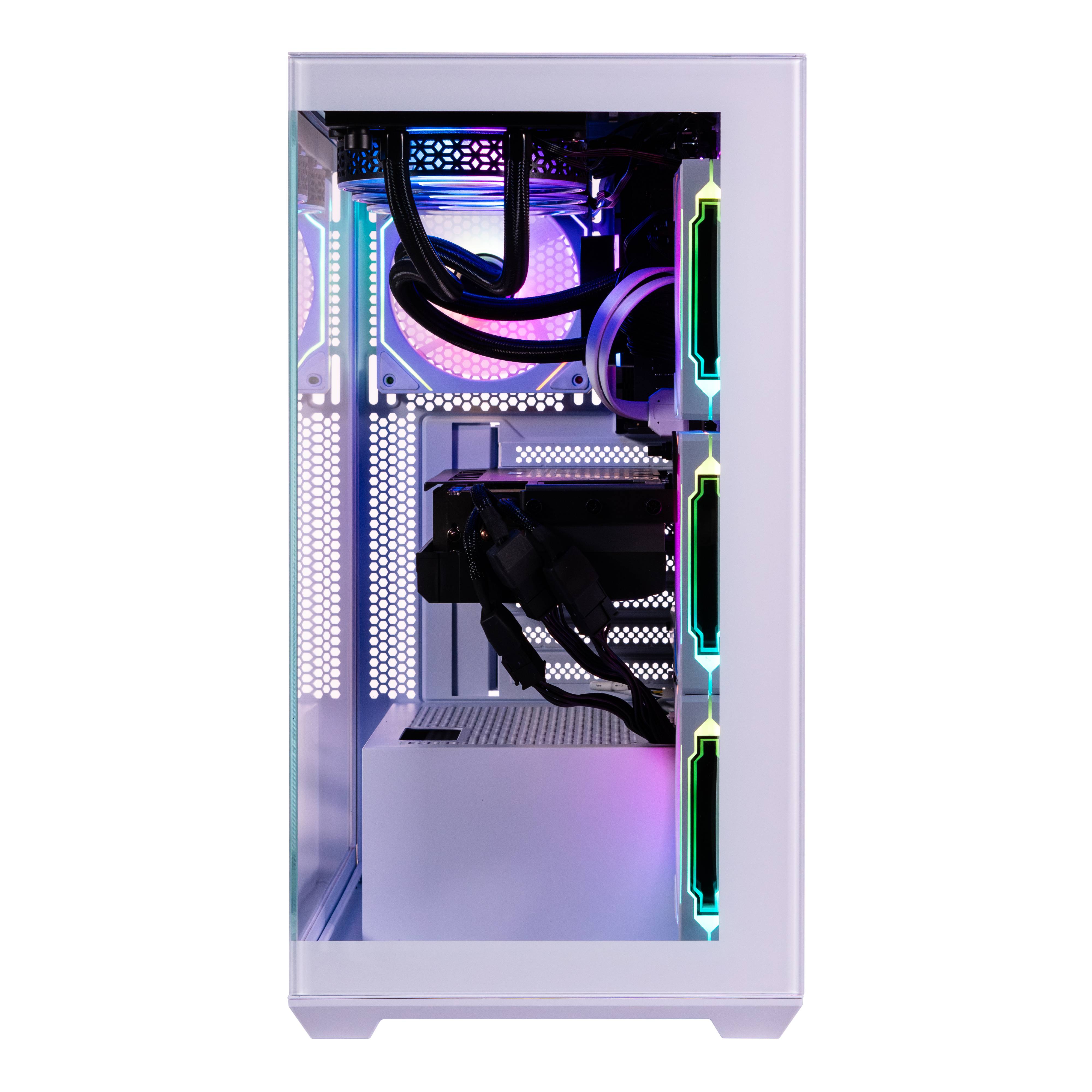 Gabinete Gamer Media Torre Naceb NA-0637B Blanco - Cristal Templado con 4 Ventiladores - Estilo Pulcro y Refrigerado