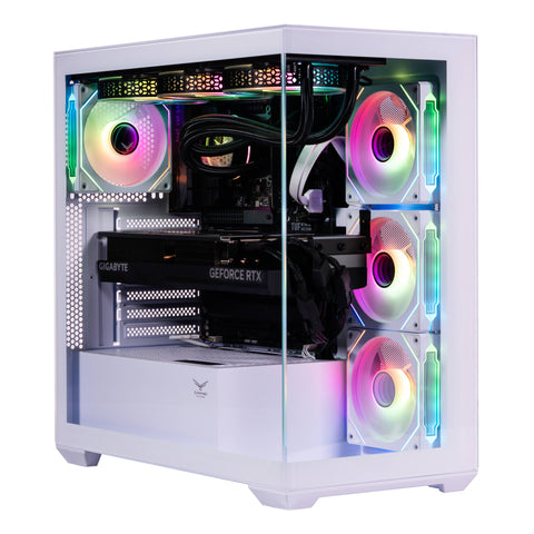 Gabinete Gamer Media Torre Naceb NA-0637B Blanco - Cristal Templado con 4 Ventiladores - Estilo Pulcro y Refrigerado