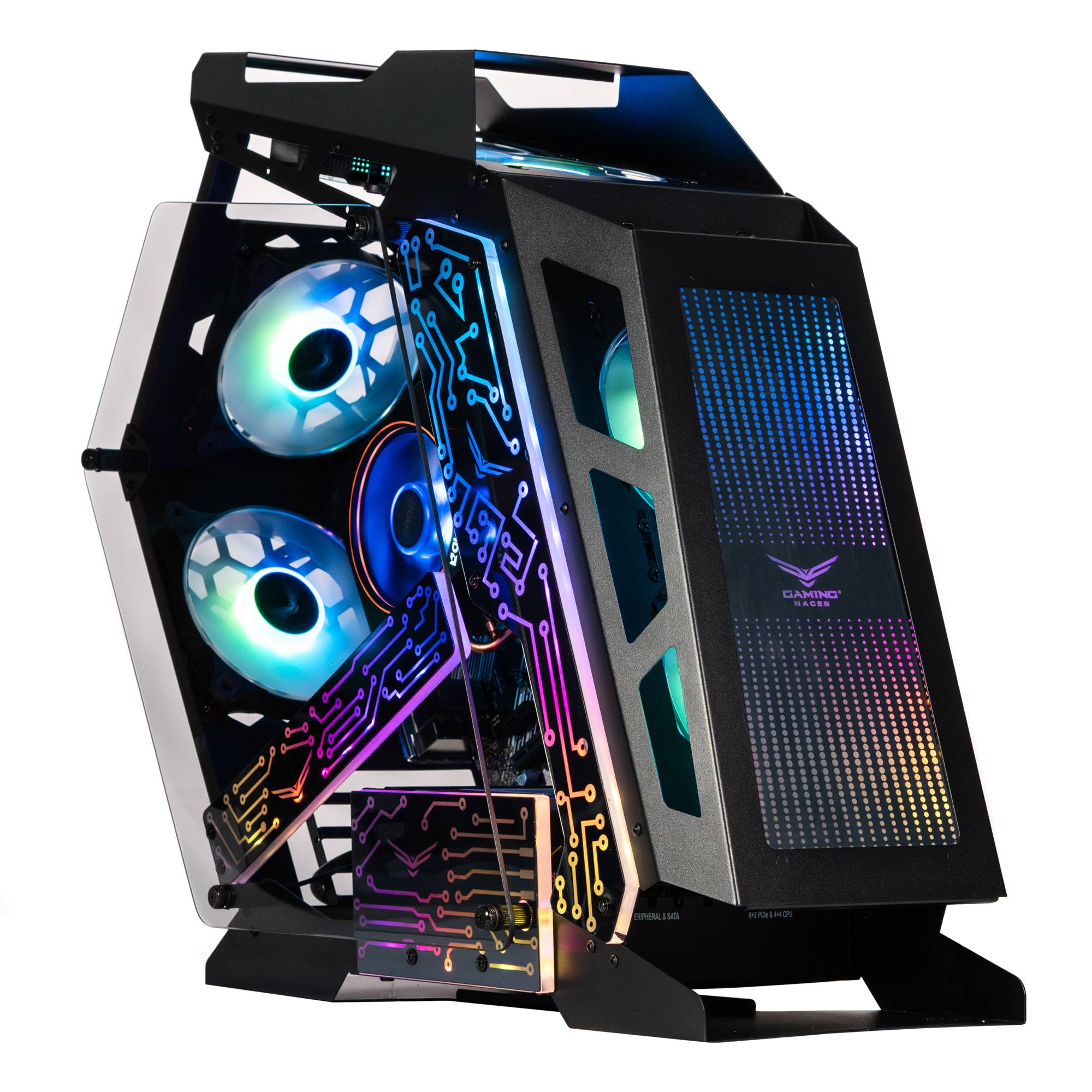 Gabinete Gamer Especial Naceb NA-0641 - Cristal Templado con 3 Ventiladores ARGB - Vista Panorámica para tus Componentes