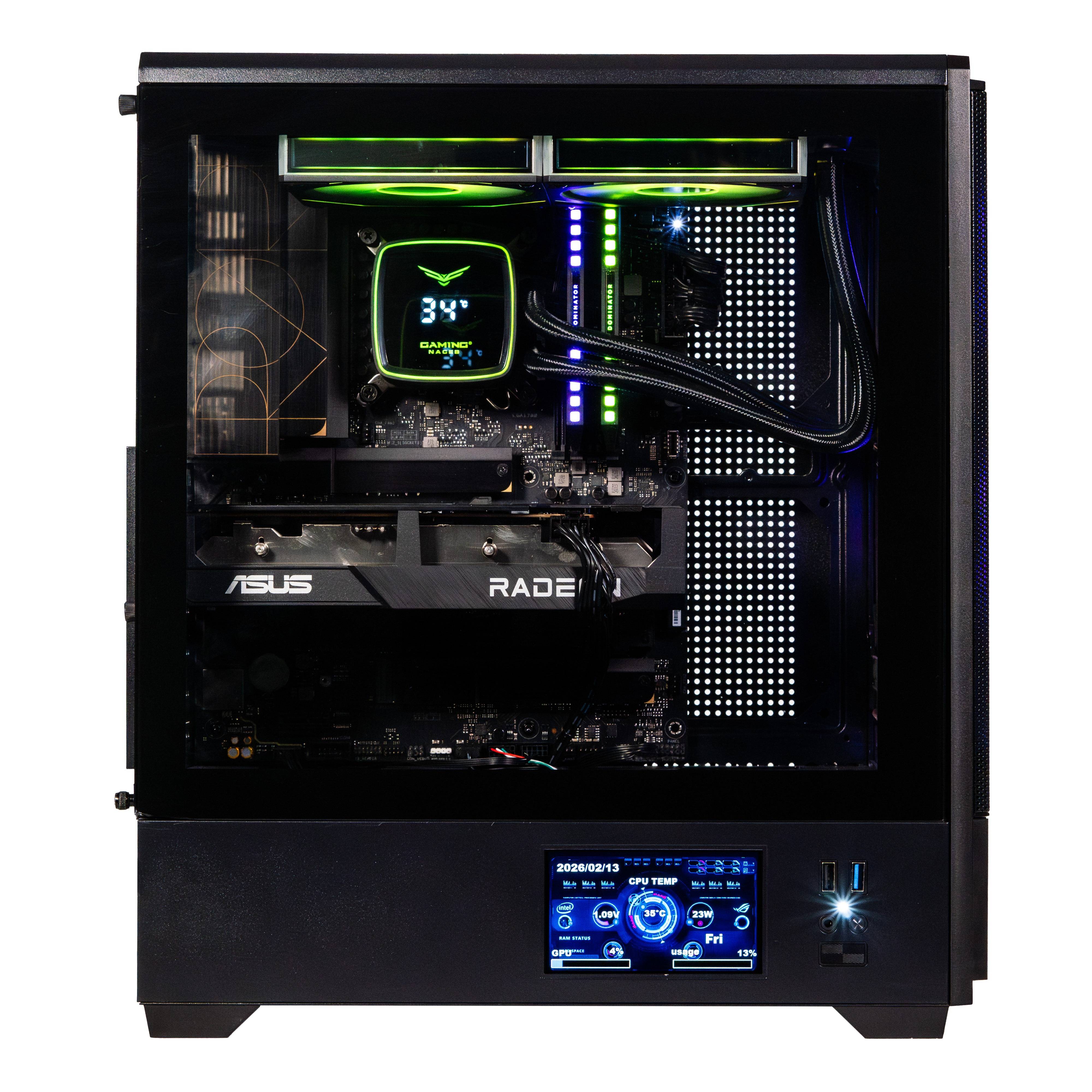 Gabinete Gamer Naceb NA-0658LCD Midi-Tower Pantalla LCD Integrada y Soporte E-ATX