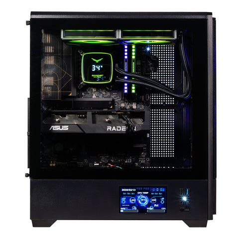 Gabinete Gamer Naceb NA-0658LCD Midi-Tower Pantalla LCD Integrada y Soporte E-ATX