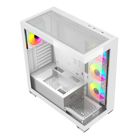 Gabinete Gamer Xzeal Mid Tower XZCGB08W Blanco - Estructura Robusta y Gestión de Cables - Estilo Moderno y Limpio - Nuevo