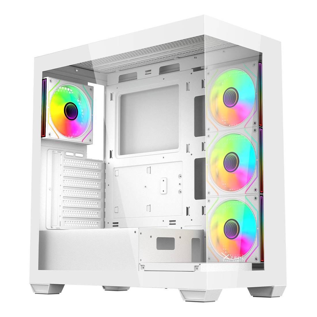 Gabinete Gamer Xzeal Mid Tower XZCGB08W Blanco - Estructura Robusta y Gestión de Cables - Estilo Moderno y Limpio - Nuevo