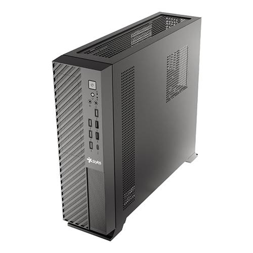 Gabinete Oficina Mince Slim ITX Stylos - Incluye Fuente de Poder 550W STGAMN1B - Ahorro de Espacio con Gran Potencia - Diseño Moderno