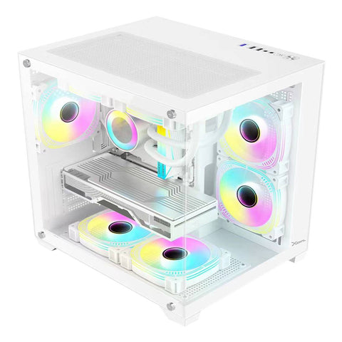 Gabinete Xzeal Panzer II Cubo Blanco - Formato M-ATX/ITX con Bahías HDD/SSD - Estructura Compacta y Eficiente - Nuevo