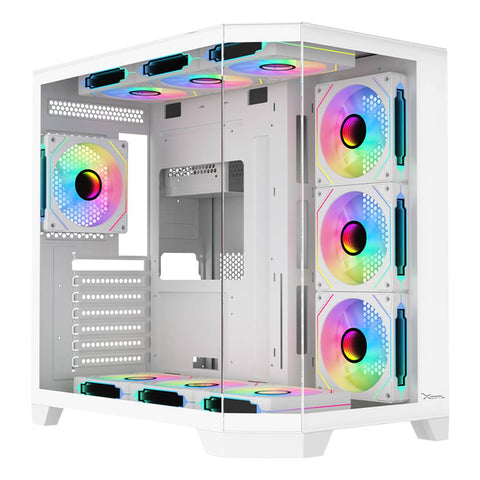 Gabinete Gamer Xzeal X-Tron Mid Tower Blanco - Vidrio Templado y 4 Ventiladores ARGB - Estética Gamer Deslumbrante - Nuevo