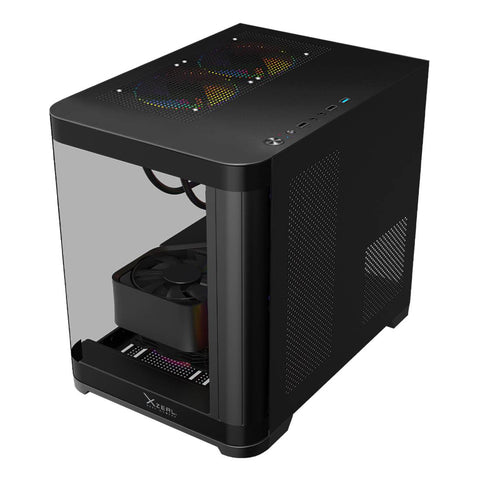 Gabinete Curvo Xzeal M-ATX Negro - USB 3.0 y 3 Ventiladores RGB - Diseño Innovador y Gran Flujo - Nuevo
