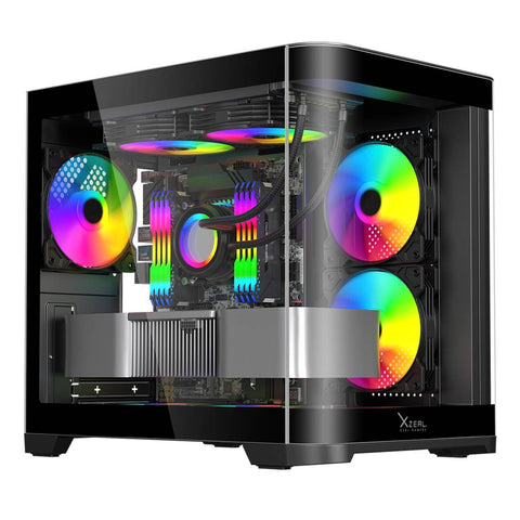 Gabinete Curvo Xzeal M-ATX Negro - USB 3.0 y 3 Ventiladores RGB - Diseño Innovador y Gran Flujo - Nuevo