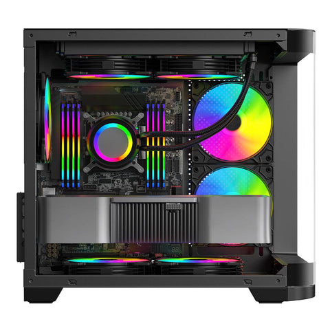 Gabinete Curvo Xzeal M-ATX Negro - USB 3.0 y 3 Ventiladores RGB - Diseño Innovador y Gran Flujo - Nuevo