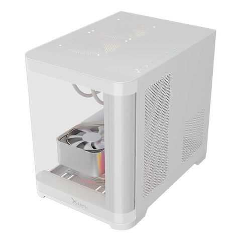 Gabinete Curvo Xzeal M-ATX Blanco - USB 3.0 y 3 Ventiladores RGB - Estilo Vanguardista y Ventilado - Nuevo