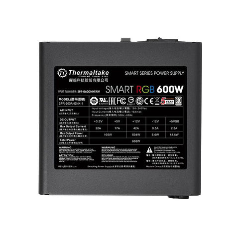 Fuente de Poder THERMALTAKE 600w - 600 W, Negro