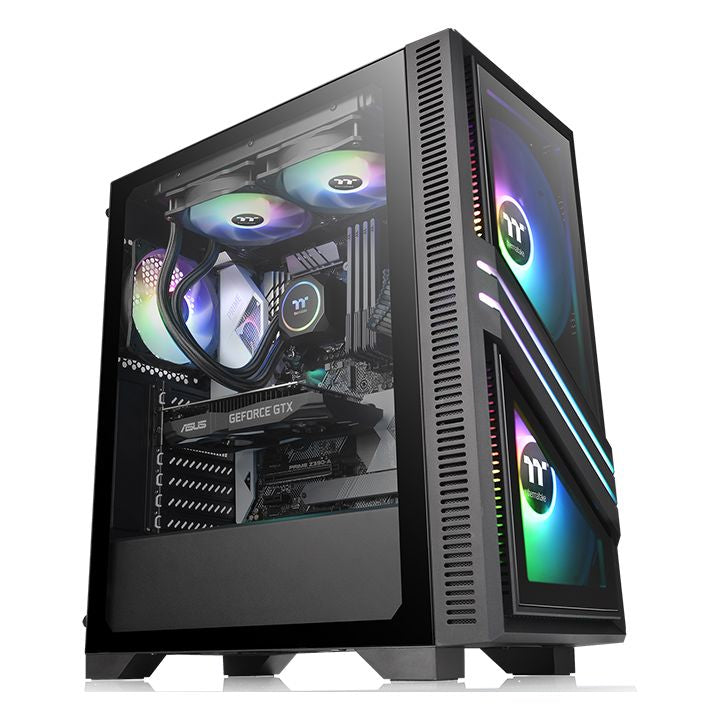 Gabinete THERMALTAKE Versa T25 TG - Gabinete, Mini ITX hasta ATX, Negro