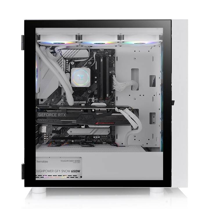 Gabinete  THERMALTAKE H570 TG Snow Mid Tower - Mid-Torre, Gabinete, Mini ITX hasta E-ATX, Color blanco