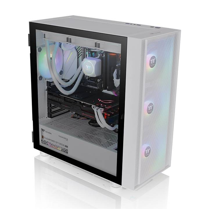 Gabinete  THERMALTAKE H570 TG Snow Mid Tower - Mid-Torre, Gabinete, Mini ITX hasta E-ATX, Color blanco