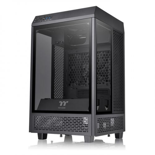 Gabinete Thermaltake The Tower 100 Black (CA-1R3-00S1WN-00) - Color Negro, Mini Torre, 3 Paneles de 4mm de Cristal Templado, Soporta Tarjetas Madre Micro AT