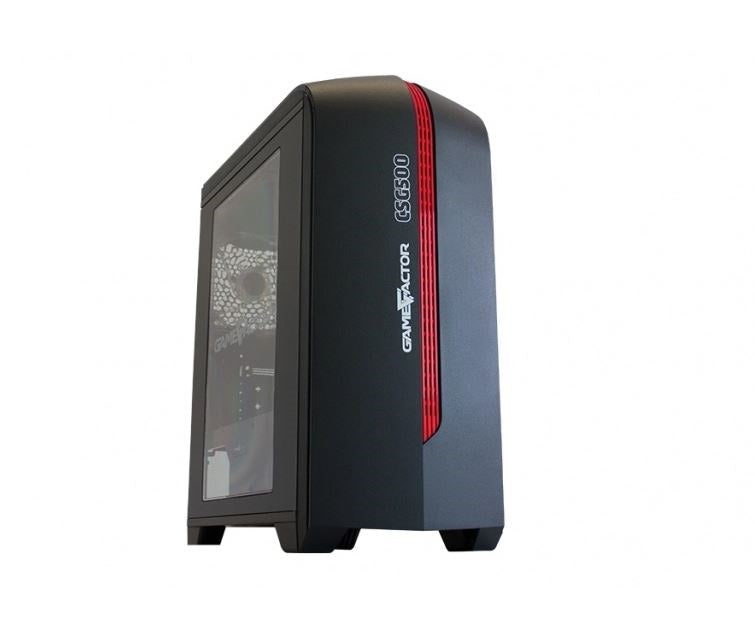 Gabinete Game Factor Rojo Matx Usb 3.0, 2 Vent 120mm Sin Fuente Csg500-Rd