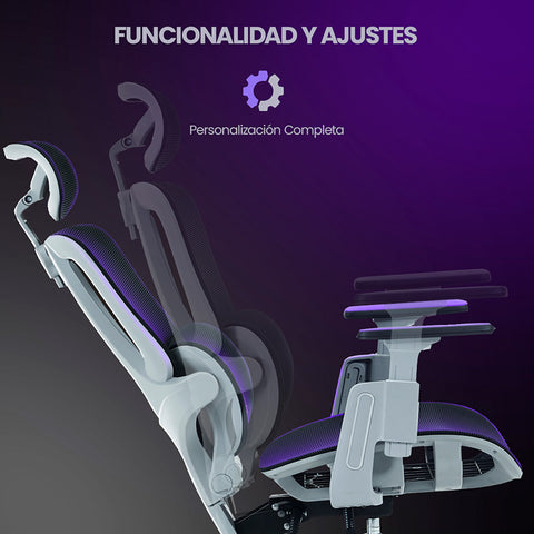 Silla Gamer Getttech Ergonomica, Malla, Soporte Lumbar, Negro/Gris