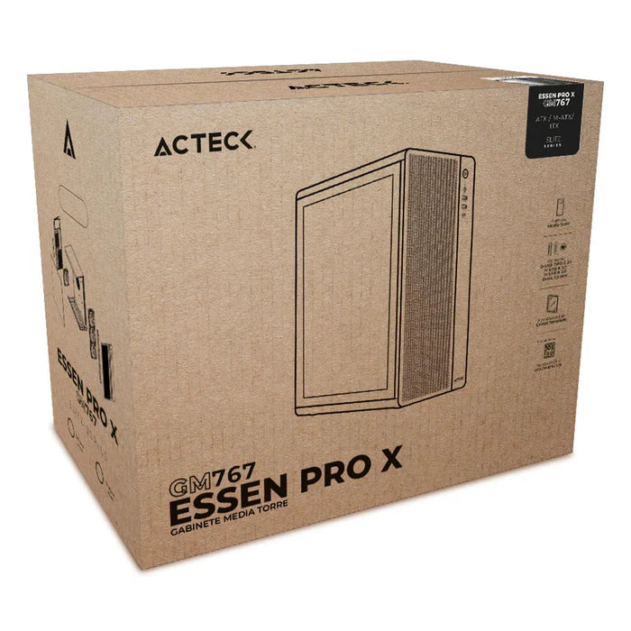 Gabinete Acteck Essen Pro X Gm767, Media Torre, Atx - M-Atx - Itx,  Iluminación Rainbow,  Lateral Cristal Templado, Con Ventiladores Incluidos,  No Incluye Fuente De Poder,  Blanco - Ac-941716