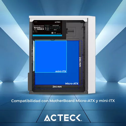 Gabinete Acteck Kioto Gc220f Matx Mini Torre Metalico 500w Blanco