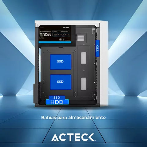 Gabinete Acteck Kioto Gc220f Matx Mini Torre Metalico 500w Blanco