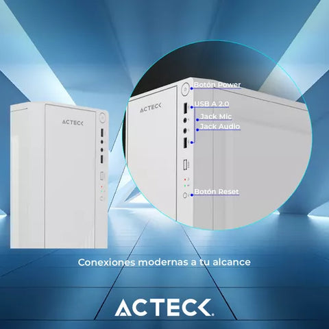 Gabinete Acteck Kioto Gc220f Matx Mini Torre Metalico 500w Blanco
