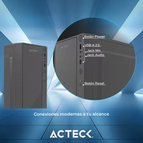 Gabinete Acteck Kioto Gc220f Matx Mini Torre Metalico 500w Negro